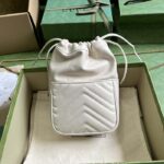 Gucci Women GG Marmont Mini Bucket Bag White Matelassé Chevron Leather Double G - Bild 3