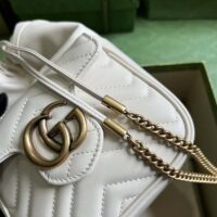 Gucci Women GG Marmont Mini Bucket Bag White Matelassé Chevron Leather Double G (1)