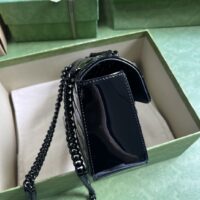 Gucci Women GG Marmont Mini Shoulder Bag Black Patent Matelassé Chevron Leather (1)