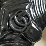 Gucci Women GG Marmont Patent Small Shoulder Bag Black Matelassé Chevron Leather - Image 9