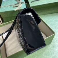 Gucci Women GG Marmont Patent Small Shoulder Bag Black Matelassé Chevron Leather (2)