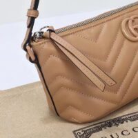 Gucci Women GG Marmont Shoulder Bag Rose Beige Matelassé Chevron Leather (3)