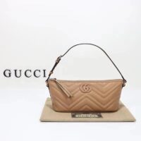 Gucci Women GG Marmont Shoulder Bag Rose Beige Matelassé Chevron Leather (3)