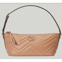 Gucci Women GG Marmont Shoulder Bag Rose Beige Matelassé Chevron Leather (3)