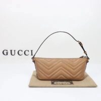 Gucci Women GG Marmont Shoulder Bag Rose Beige Matelassé Chevron Leather (3)