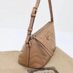 Gucci Women GG Marmont Shoulder Bag Rose Beige Matelassé Chevron Leather - Image 3