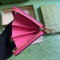 Gucci Women GG Marmont Zip Around Wallet Pink Matelassé Leather Double G (8)