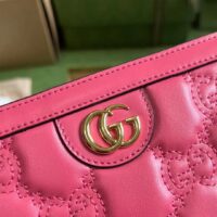 Gucci Women GG Marmont Zip Around Wallet Pink Matelassé Leather Double G (8)