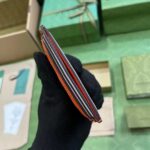 Gucci Women GG Matelassé Card Case Orange Leather Double G Four Card Slots - immagine 10