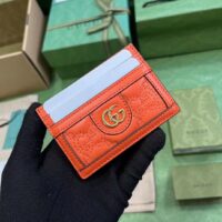 Gucci Women GG Matelassé Card Case Orange Leather Double G Four Card Slots (9)