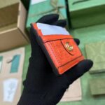 Gucci Women GG Matelassé Card Case Orange Leather Double G Four Card Slots - immagine 3