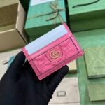 Gucci Women GG Matelassé Card Case Pink Leather Double G Four Card Slots – Image 2