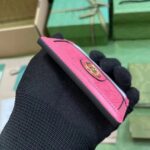Gucci Women GG Matelassé Card Case Pink Leather Double G Four Card Slots – Image 7