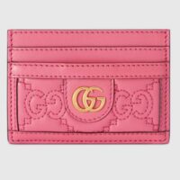 Gucci Women GG Matelassé Card Case Pink Leather Double G Four Card Slots (2)