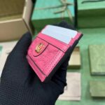 Gucci Women GG Matelassé Card Case Pink Leather Double G Four Card Slots – Image 4