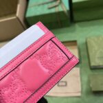 Gucci Women GG Matelassé Card Case Pink Leather Double G Four Card Slots – Image 8