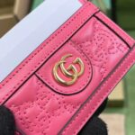 Gucci Women GG Matelassé Card Case Pink Leather Double G Four Card Slots – Image 5