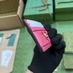 Gucci Women GG Matelassé Card Case Pink Leather Double G Four Card Slots – Image 10