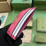 Gucci Women GG Matelassé Card Case Pink Leather Double G Four Card Slots – Image 6