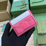 Gucci Women GG Matelassé Card Case Pink Leather Double G Four Card Slots – Image 3