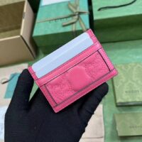 Gucci Women GG Matelassé Card Case Pink Leather Double G Four Card Slots (2)