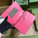 Gucci Women GG Matelassé Chain Wallet Pink Leather Double G Chain Strap - Image 4