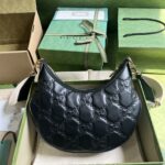 Gucci Women GG Matelassé Small Shoulder Bag Black Double G Zip Closure – Image 3