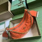 Gucci Women GG Matelassé Small Shoulder Bag Orange Double G Zip Closure - Image 5