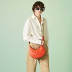 Gucci Women GG Matelassé Small Shoulder Bag Orange Double G Zip Closure - Image 11