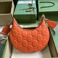 Gucci Women GG Matelassé Small Shoulder Bag Orange Double G Zip Closure (3)