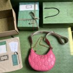 Gucci Women GG Matelassé Small Shoulder Bag Pink Double G Zip Closure - Image 8