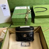 Gucci Women GG Matelassé Top Handle Mini Bag Black Leather Double G (10)