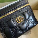 Gucci Women GG Matelassé Top Handle Mini Bag Black Leather Double G - immagine 3