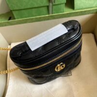 Gucci Women GG Matelassé Top Handle Mini Bag Black Leather Double G (10)