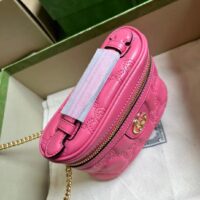 Gucci Women GG Matelassé Top Handle Mini Bag Pink Leather Double G (3)