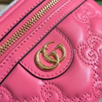 Gucci Women GG Matelassé Top Handle Mini Bag Pink Leather Double G (3)