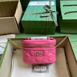 Gucci Women GG Matelassé Top Handle Mini Bag Pink Leather Double G - Imagen 2