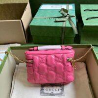 Gucci Women GG Matelassé Top Handle Mini Bag Pink Leather Double G (3)