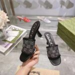 Gucci Women GG Mid Heel Slide Sandal Black GG Crystal Mesh 7.6 CM Heel - Bild 6