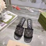 Gucci Women GG Mid Heel Slide Sandal Black GG Crystal Mesh 7.6 CM Heel - Bild 4