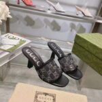 Gucci Women GG Mid Heel Slide Sandal Black GG Crystal Mesh 7.6 CM Heel - Bild 3