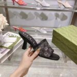 Gucci Women GG Mid Heel Slide Sandal Black GG Crystal Mesh 7.6 CM Heel - Bild 5