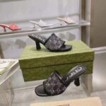 Gucci Women GG Mid Heel Slide Sandal Black GG Crystal Mesh 7.6 CM Heel - Bild 2