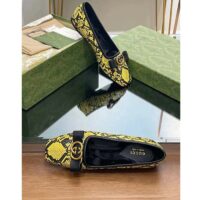Gucci Women GG Python Ballet Flat Yellow Black Leather Interlocking G Black Leather Bow (8)