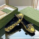 Gucci Women GG Python Ballet Flat Yellow Black Leather Interlocking G Black Leather Bow - immagine 8