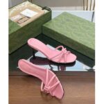 Gucci Women GG Slide Sandal Bamboo Pink Leather Bamboo Low Heel - immagine 5