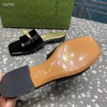 Gucci Women GG Slide Sandal Tiger Head Black Patent Leather Flat - Bild 9