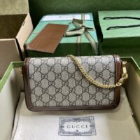 Gucci Women Horsebit 1955 Mini Bag Beige Ebony GG Supreme Canvas (1)