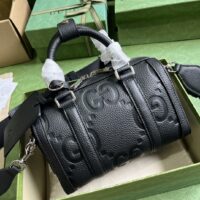 Gucci Women Jumbo GG Mini Duffle Bag Black Leather Double G Zip Closure (1)