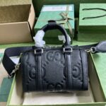 Gucci Unisex Jumbo GG Mini Duffle Bag Black Leather Double G Zip Closure - Image 3